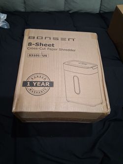 Unopened Bonsen 8-Sheet Cross-cut Paper Shredder