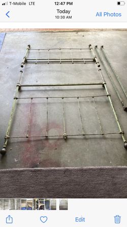 Antique Double Metal Bed Frame In Lt Green
