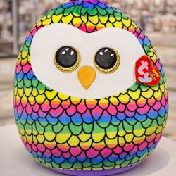 TY Rainbow Owl Plush – 14 Inches 