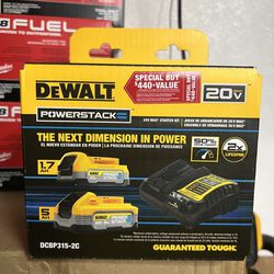 DEWALT Powerstack 20-Volt Lithium-Ion 5.0 Ah and 1.7 Ah Batteries and Charger