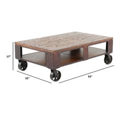 Pinewood Coffee Table On Wheels 