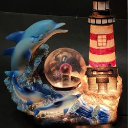 Eleco Dolphin Lighthouse Figurine Plasma Ball