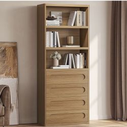 72” Tall Bookshelf with 3 Storage Shelves and 4 drawers