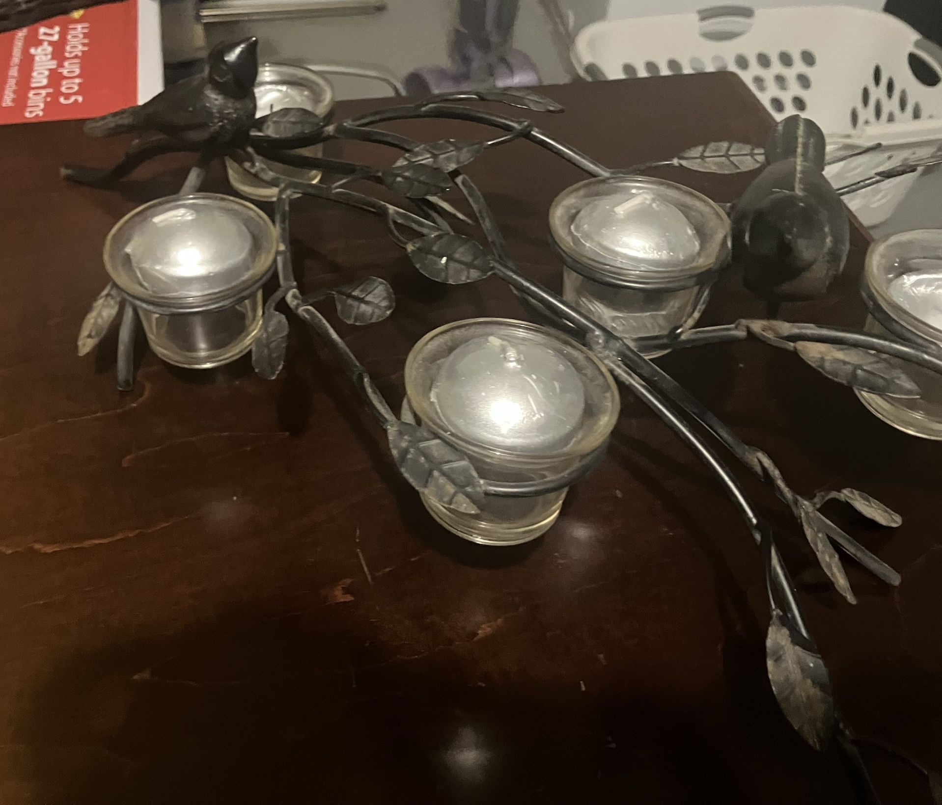 Vintage tea candle holder centerpiece