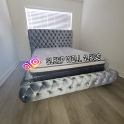 NEW QUEEN BED FRAME AND MATTRESS 