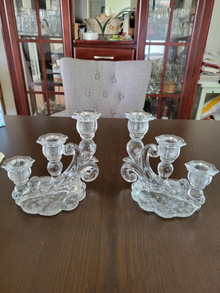 Rose Point Crystal Candleholder