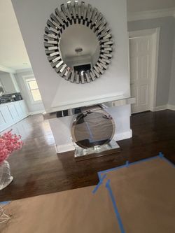 Modern mirror and console table set