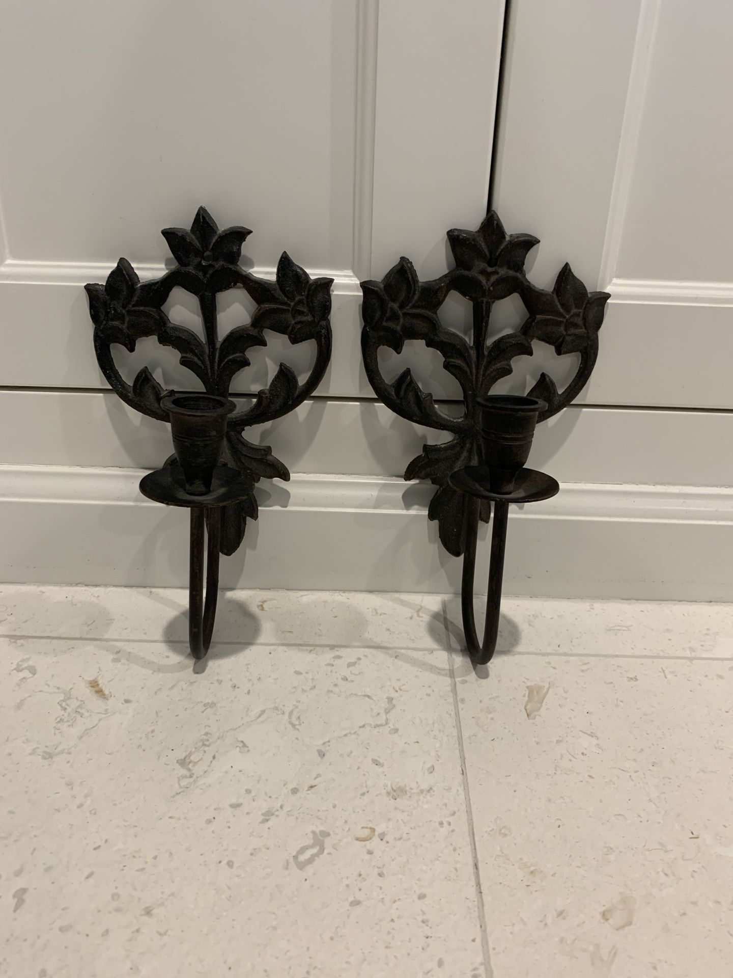 Wrought iron decorative wall candle holders