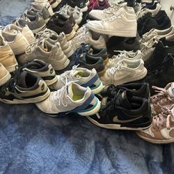 26 Pairs Of Shoes For The Whole Family $125 Different Sizes Different Brands Like Jordan;Nike;Adidas And Others $125 For All Together 