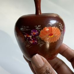 Vintage Floral Hand Painted Decorative Wooden Apple. Gift Idea!