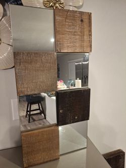 Rustic Wood and Mirror Panel Wall Decor