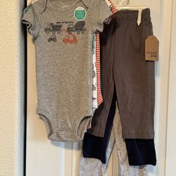 New Baby Boy 6/9 Months Bodysuits And Pants 