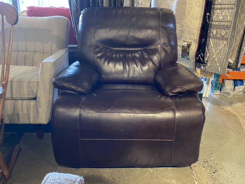 Dark Roast Leather Manual Recliner Armchair