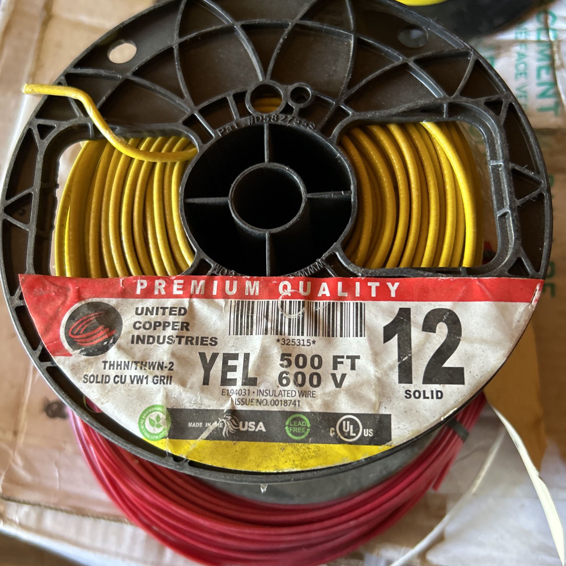 12 Gauge Solid Yellow Wire
