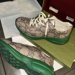 Authentic Gucci Sneakers – Size 14 – Monogram / Green Sole – With Box