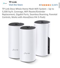 TP-Link Deco Whole Home Mesh WiFi System ā Up to 5,500 Sq.ft. Coverage, WiFi Router/Extender Replacement, Gigabit Ports, Seamless Roaming, Parental Co