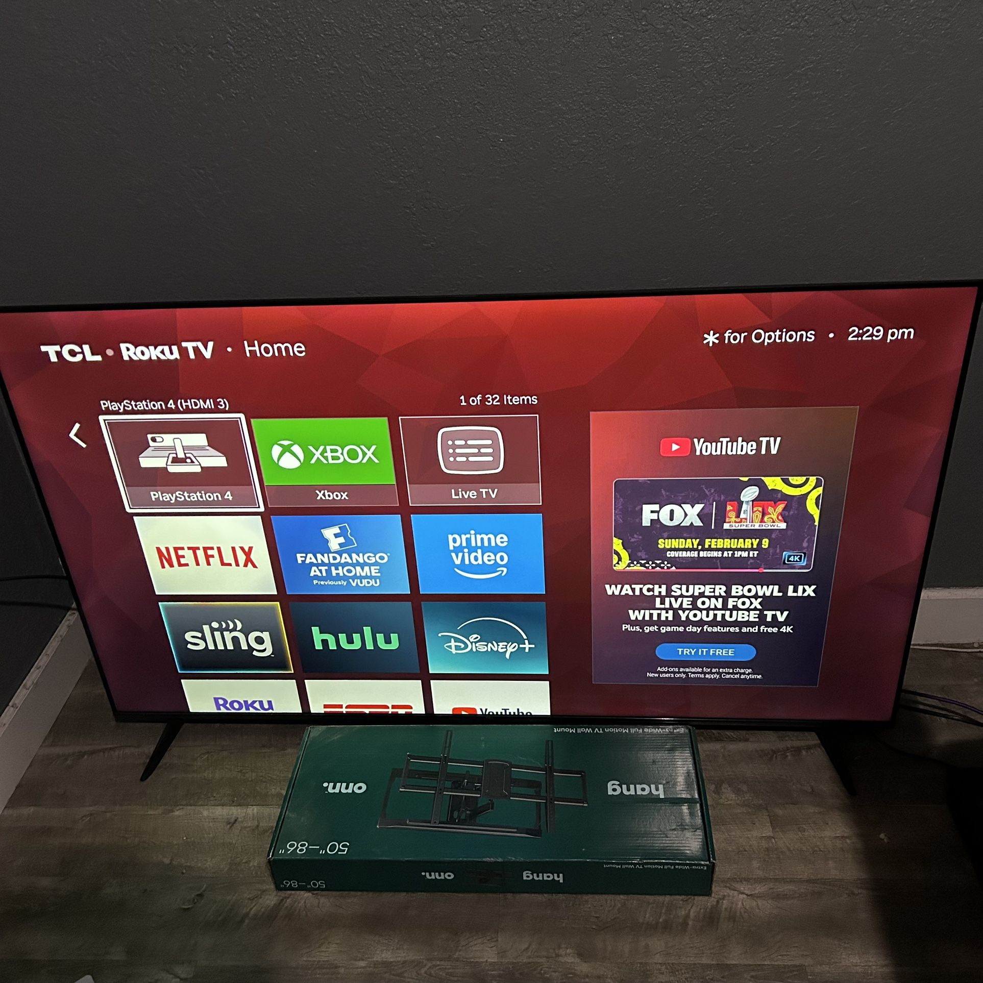 65 inch TV TCL/Roku 4k