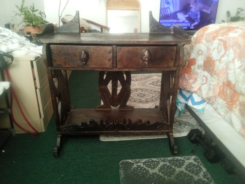 Hand Carved Antique Wood Table