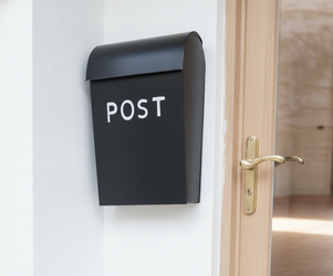 POST Wall-Mount Black Metal Mailbox, Used Good