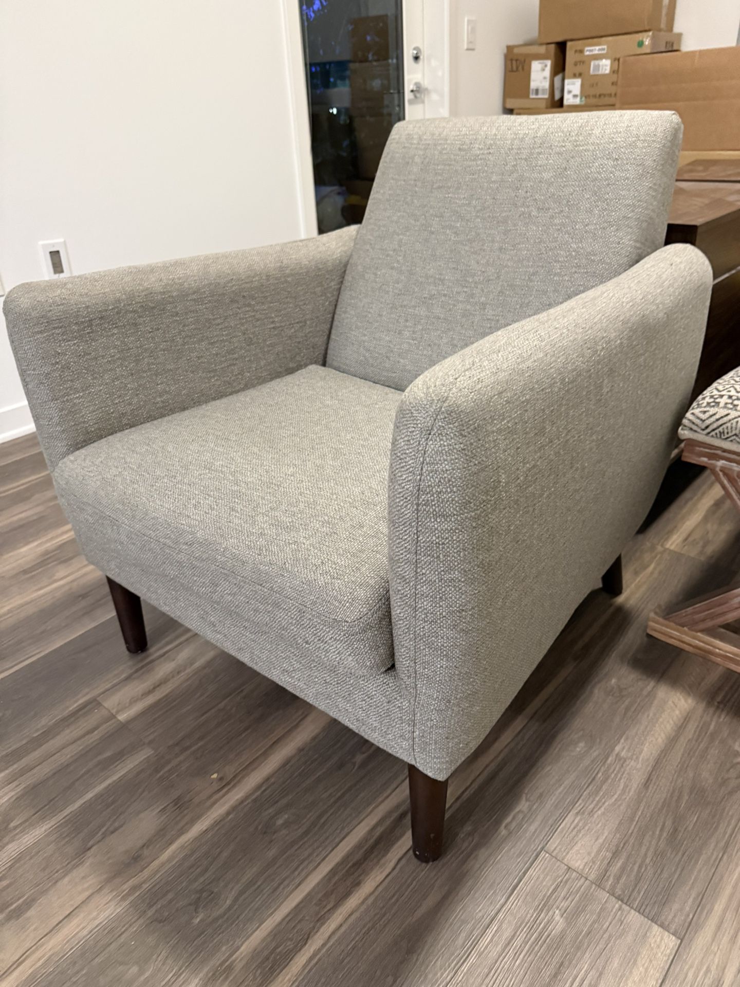 Mid Century Modern Gray Accent Armchair