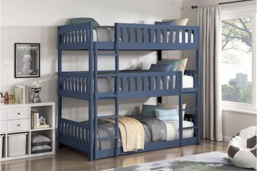 Bunk bed Triple Twin Blue finish, New Especial price