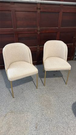 2 Gold And White Fabric Chairs (Good Condition!)