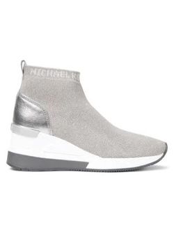 Size 8. Michael Kors silver metalic slip on sneakers