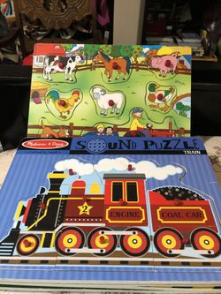 Melissa & Doug Wooden Peg Train Puzzle plus 3