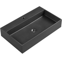 Bathroom Sink, Wall-Mount Install or On Countertop, 32in with Single Faucet Hole - Matte Black