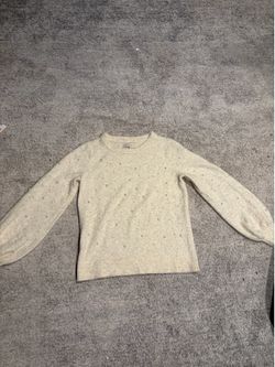 Loft White Sweater With Beaded Pattern Size XS