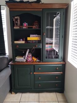 Two-piece dining room hutch and cabinet unit