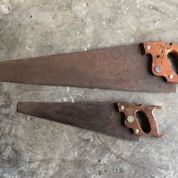 Set Of 2 Vintage Wood Handle Saws