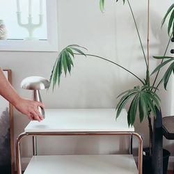 Ikea Baggboda white chrome metal side end table retro 70s design coffee