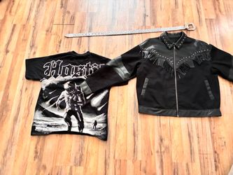 Hostile Oversized medium Graphic Tee  &  XL Publix leather hinged jacket with a Silver Studded Rhinestone belt