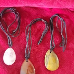 Carnelian, Tiger Eye, or Pink Quartz Pendant 