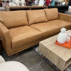 Sofa Genuine Leather Tan Color New - 86 x 36 x 32lH- Home/Office- Delivery 🚚 Available