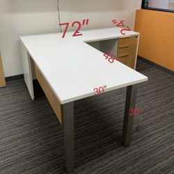 L shape office desk set