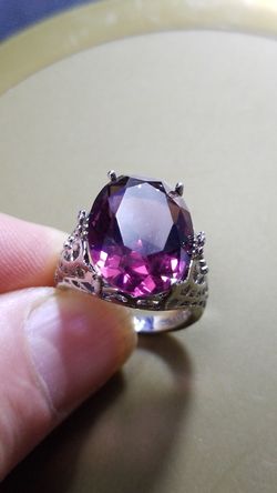 Women's Oval cut amethyst wedding engagement promises ring size 6