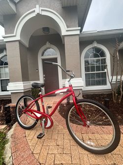 Red Beach Cruiser Bicycle