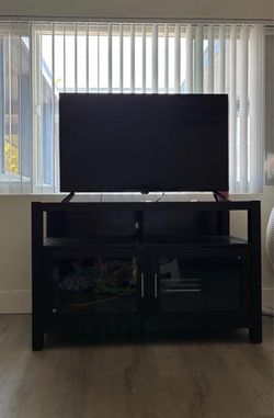 Black TV Stand with Glass Doors