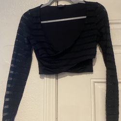 Bebe Long Sleeve Crop Top Size Xs 