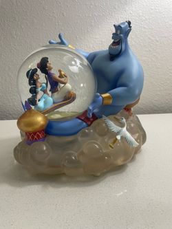 Disney Aladdin Genie Snow Globe – Jasmine & Aladdin Magic Carpet – Large Collectible