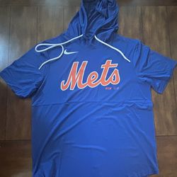 New York Mets — Dri Fit Short Sleeved Hoodie — Size Large