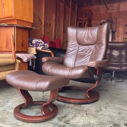 Ekornes Stressless Wing Recliner and Ottoman