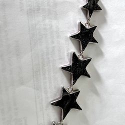 Vintage Star Sparkle Stone Silver Bracelet Starborn 925 Jewelry | Starborn Black Druzy Boho 