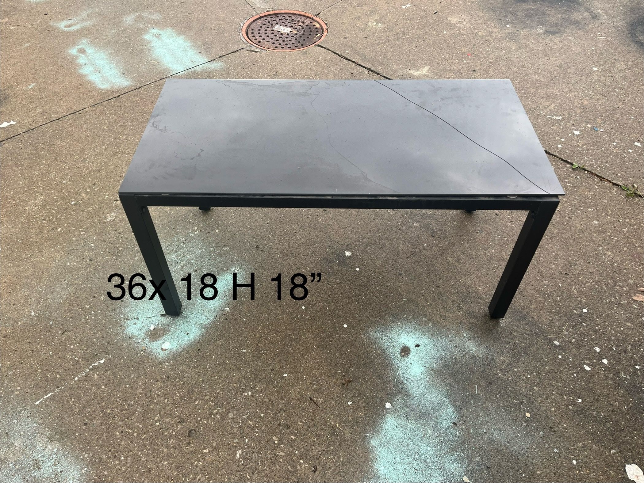 Glass Top Metal Frame Patio Coffee Table 
