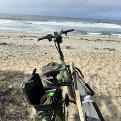 Olic Folding Electric Folding E Bike w/lock box and surfboard rack - Green Camouflage