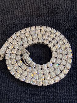 💎 VVS1 Moissanite Tennis Chain 22" – 925 Sterling Silver | GRA Certified | Passes Diamond Tester | Brand New
