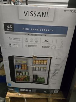 Vassani 4.3 Cu. Ft. Mini Refrigerator Black With A Stainless Finish