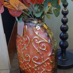 Metal Vase And Flowers